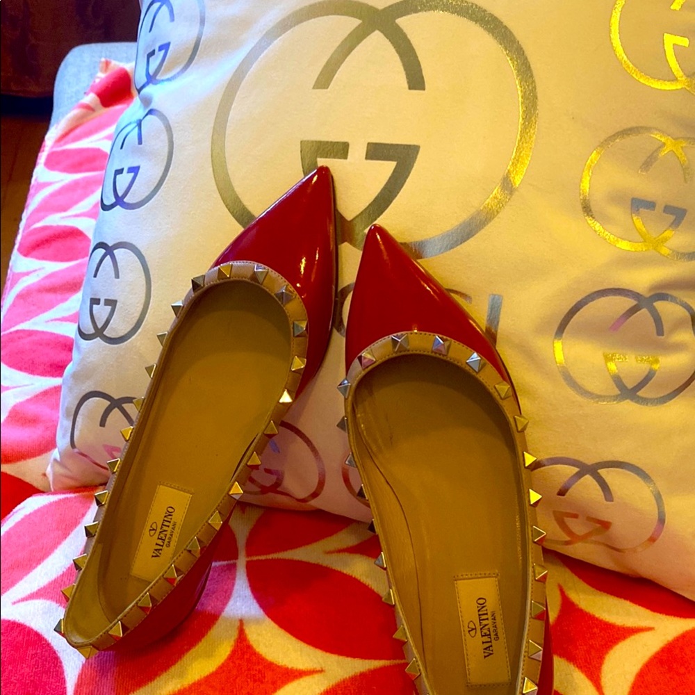 Valentino Red Flats Elegant Loafers